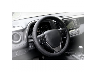 Оплетка гладкая+рельефная иск. кожа, черная, 37-39 см/М