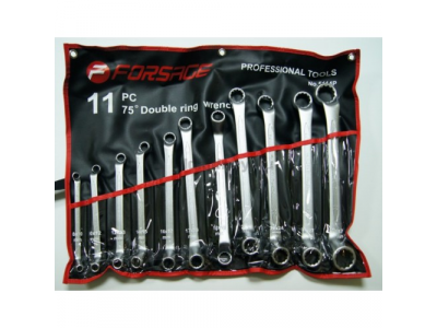 Набор ключей накидных отогнутых на 75грд. 11пр.(8x10мм30x32мм)на полотне