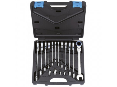 Набор ключей трещоточных с полукарданом 72 зуба 16пр.