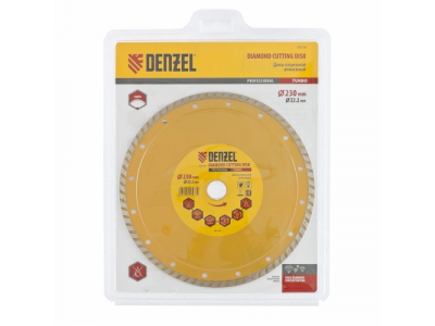 Диск алмазный отрезной Turbo, 230 х 22,2 мм., сухая резка DENZEL