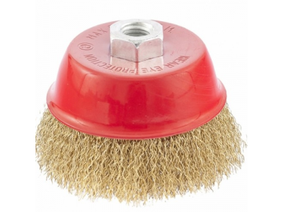 Щетка для УШМ, 150 мм, М14, "чашка", латунированная витая проволока// MATRIX