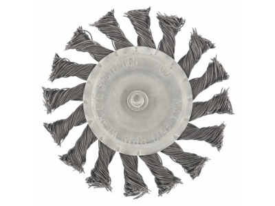 Щетка для дрели, 100 мм, плоская со шпилькой, крученая металлическая проволока СИБРТЕХ