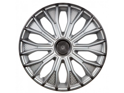 Колпаки колесные 15 дюймов Волтек +, серебристо-черный, карбон