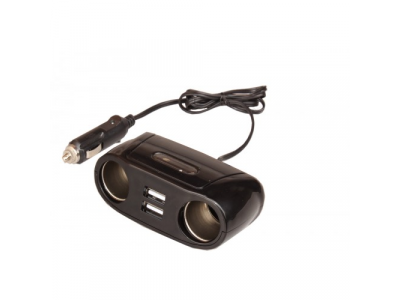 Разветвитель прикуривателя на 2 гнезда+2 USB 12/24 В «SKYBEAR»